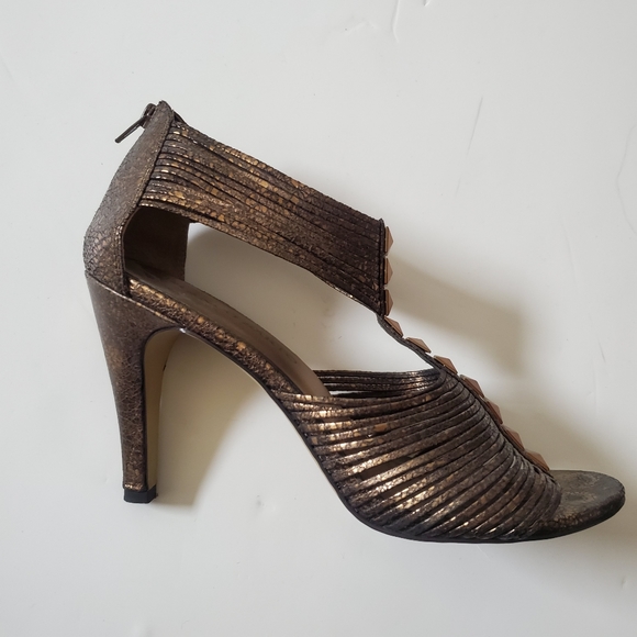 Franco Sarto Bronze Strappy Heels Size 10 - Picture 4 of 7